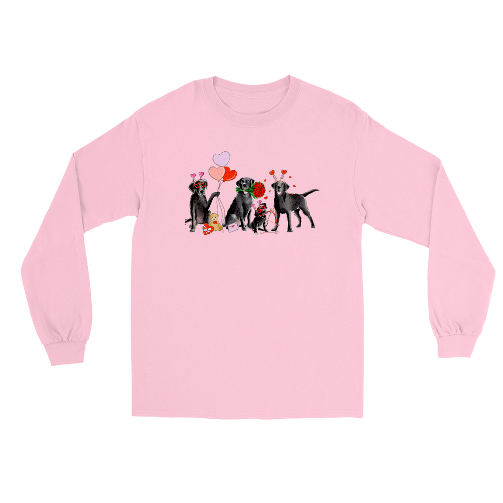 Black Lab Valentine Long Sleeve T-Shirts