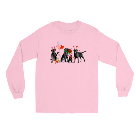 Black Lab Valentine Long Sleeve T-Shirts