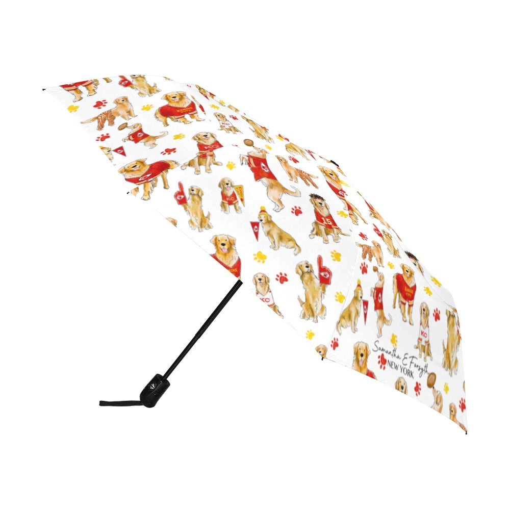 Kansas City Golden Retriever Umbrella - Auto Open/Foldable!