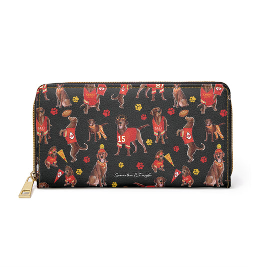 Kansas City Chocolate Lab Zipper Wallet - Black