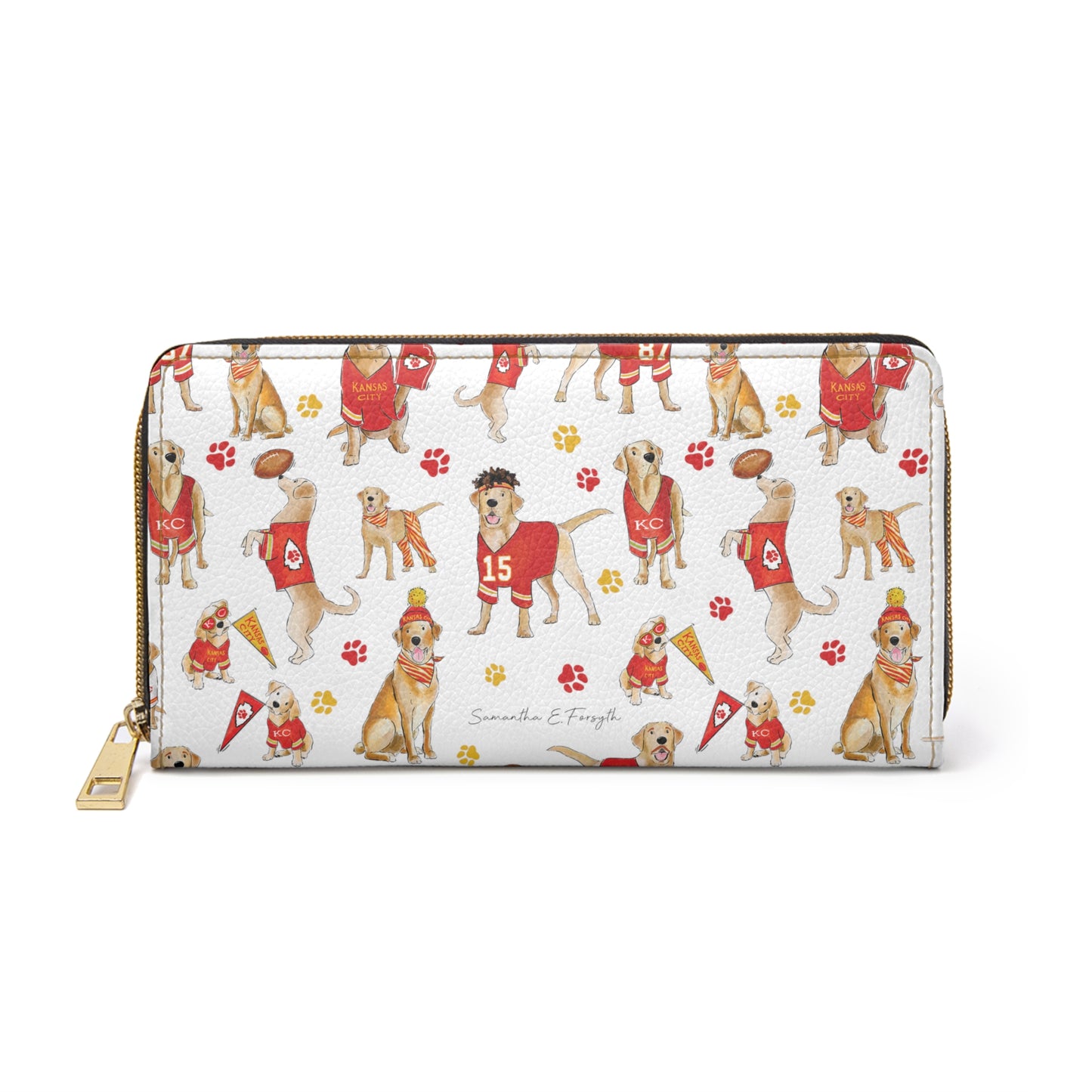 Kansas City Yellow Lab Zipper Wallet - White