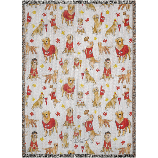 Kansas City Golden Retriever Woven Blankets