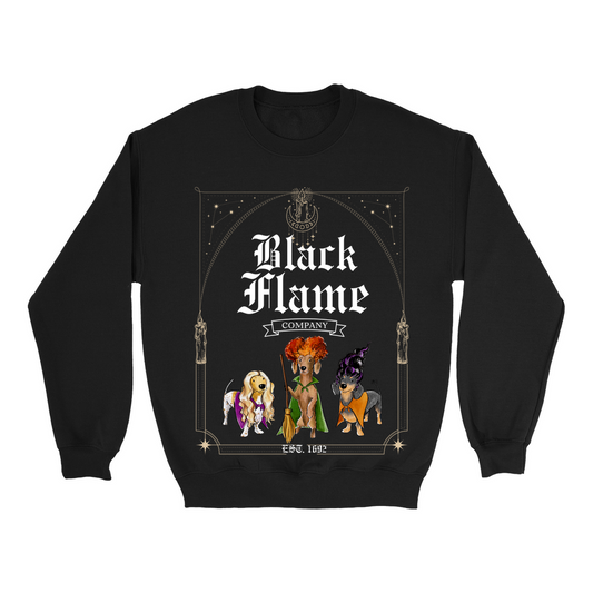Wiener Hocus Paw-cus Black Flame Crewneck