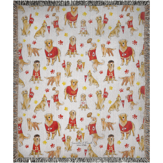 Kansas City Golden Retriever Woven Blankets