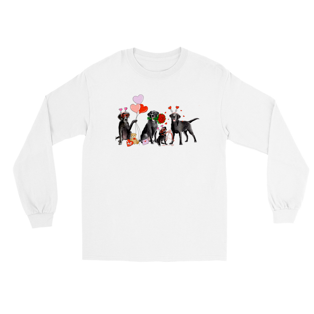 Black Lab Valentine Long Sleeve T-Shirts