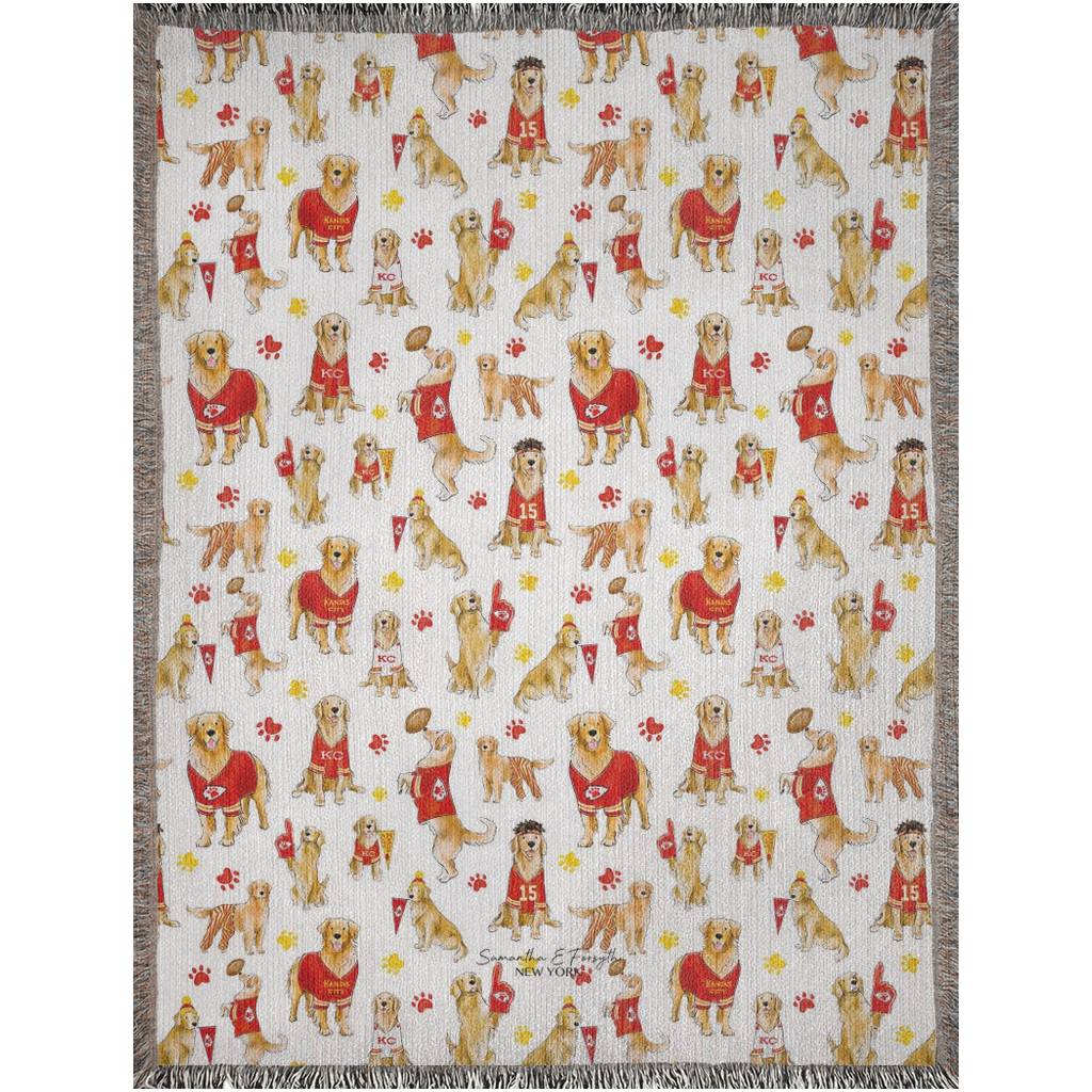 Kansas City Golden Retriever Woven Blankets