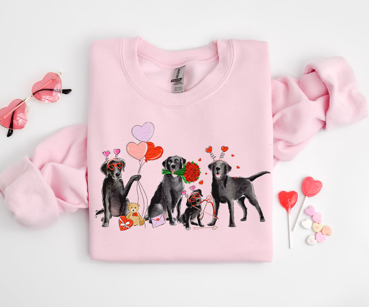 Black Lab Valentine Crewneck Sweatshirts