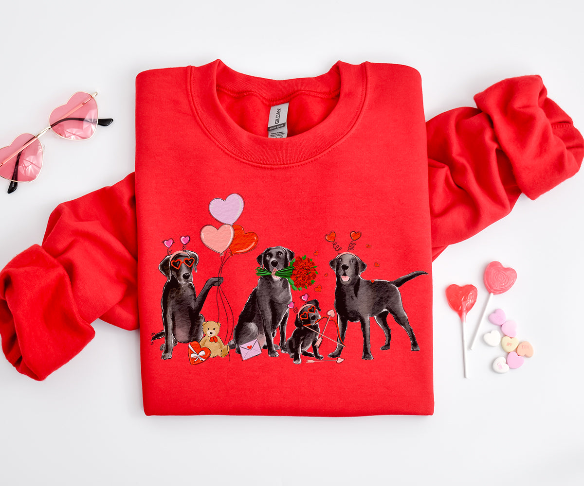 Black Lab Valentine Crewneck Sweatshirts