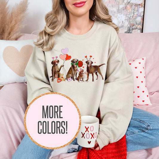 Chocolate Lab Valentine Crewneck Sweatshirts