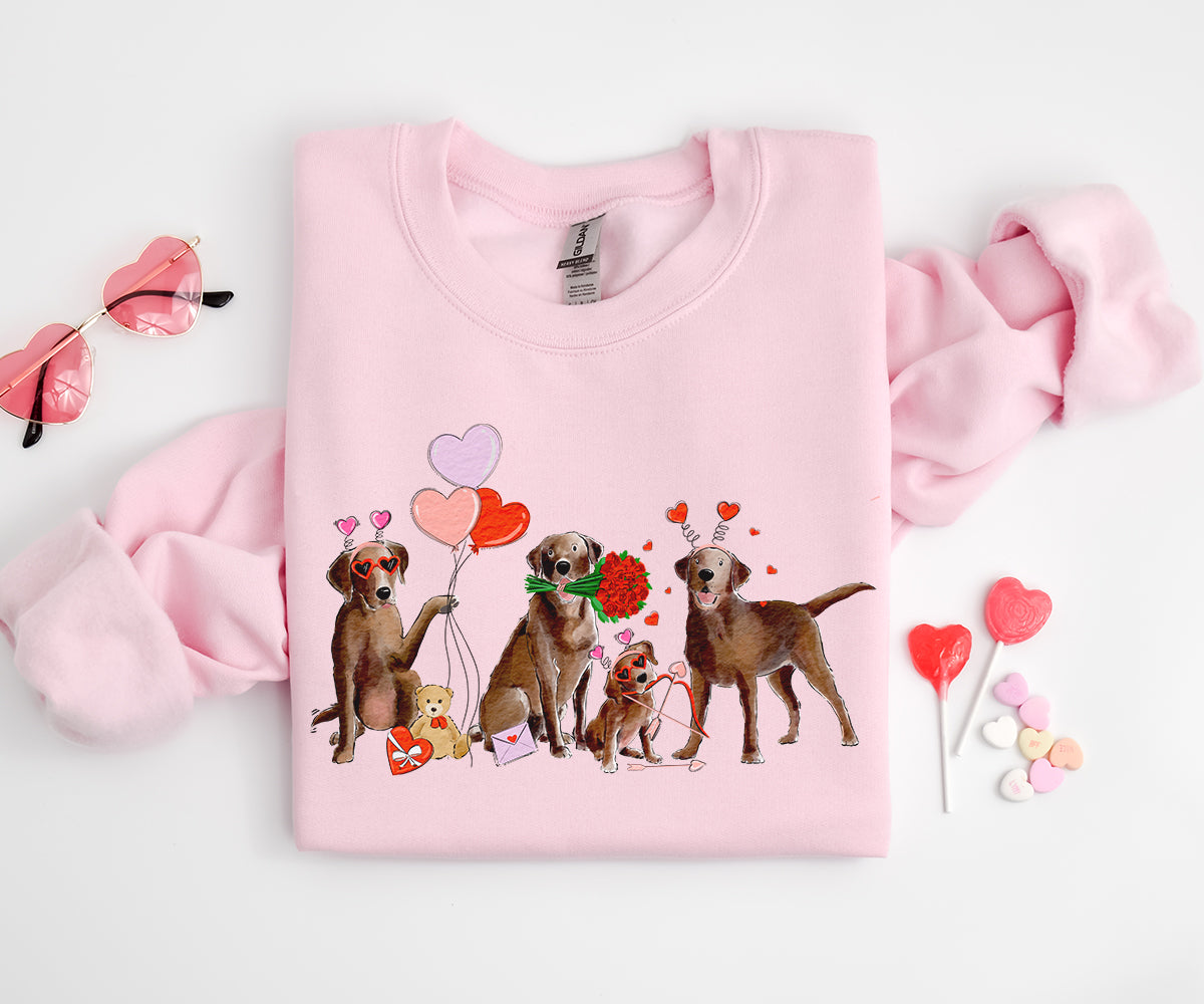 Chocolate Lab Valentine Crewneck Sweatshirts