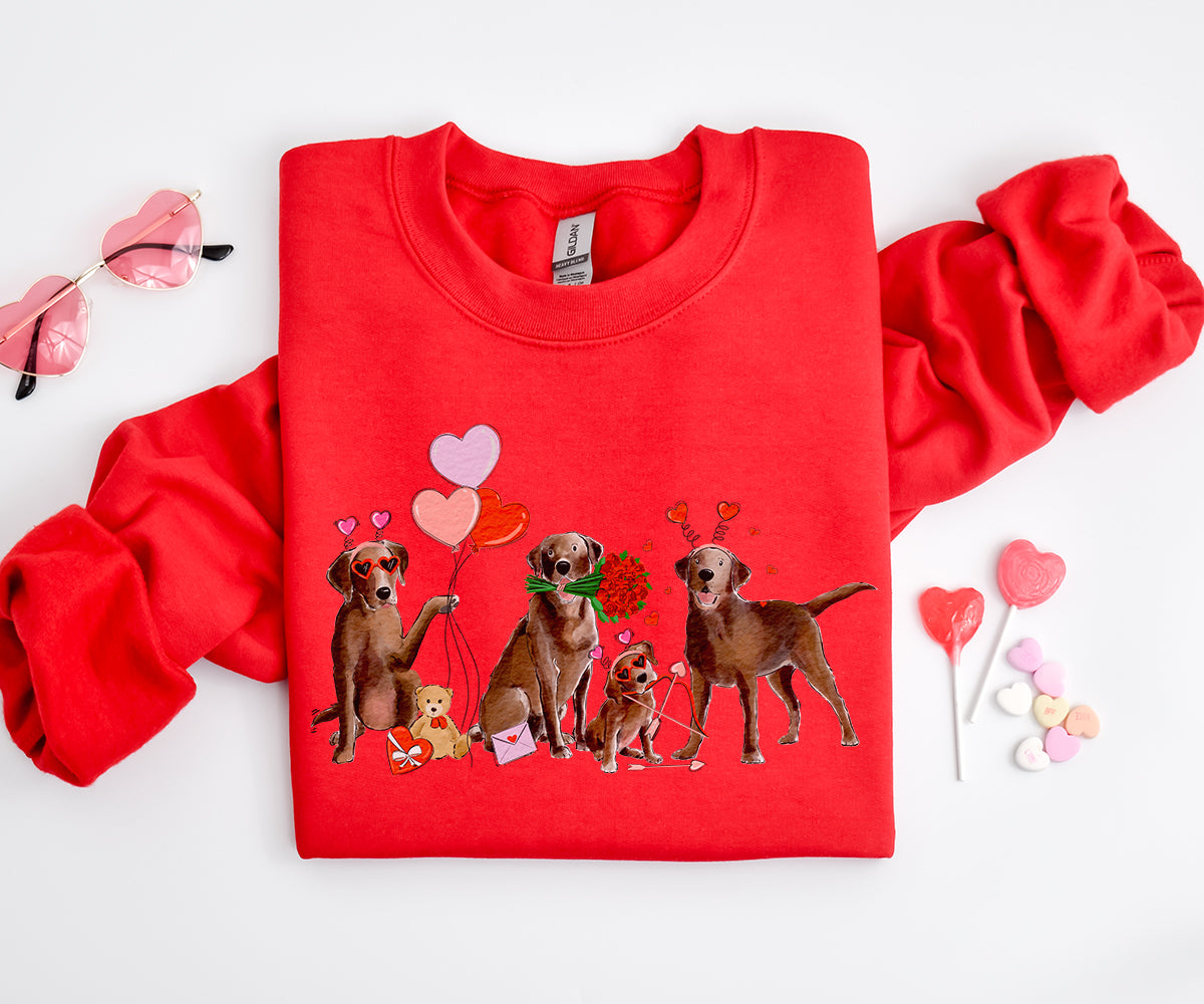 Chocolate Lab Valentine Crewneck Sweatshirts