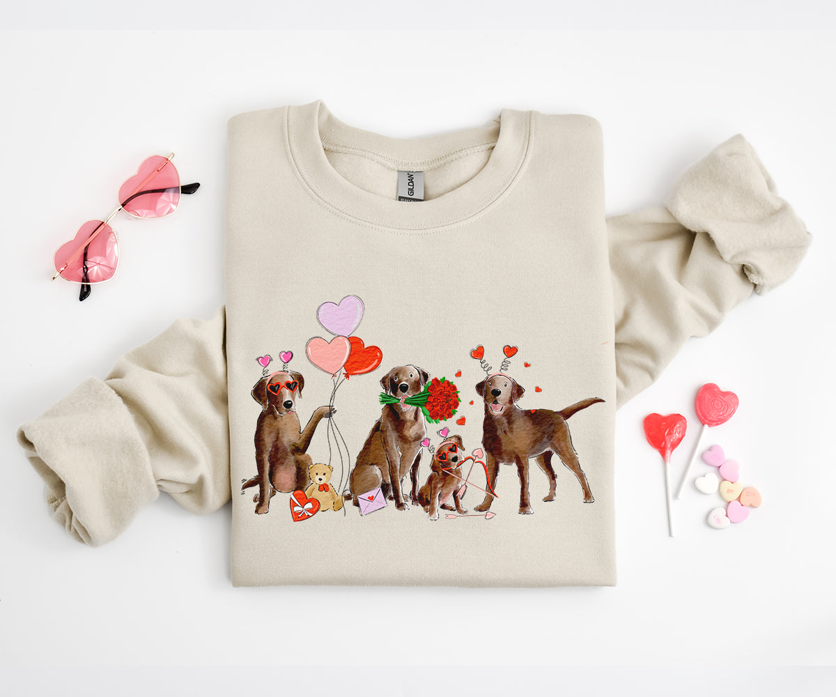 Chocolate Lab Valentine Crewneck Sweatshirts
