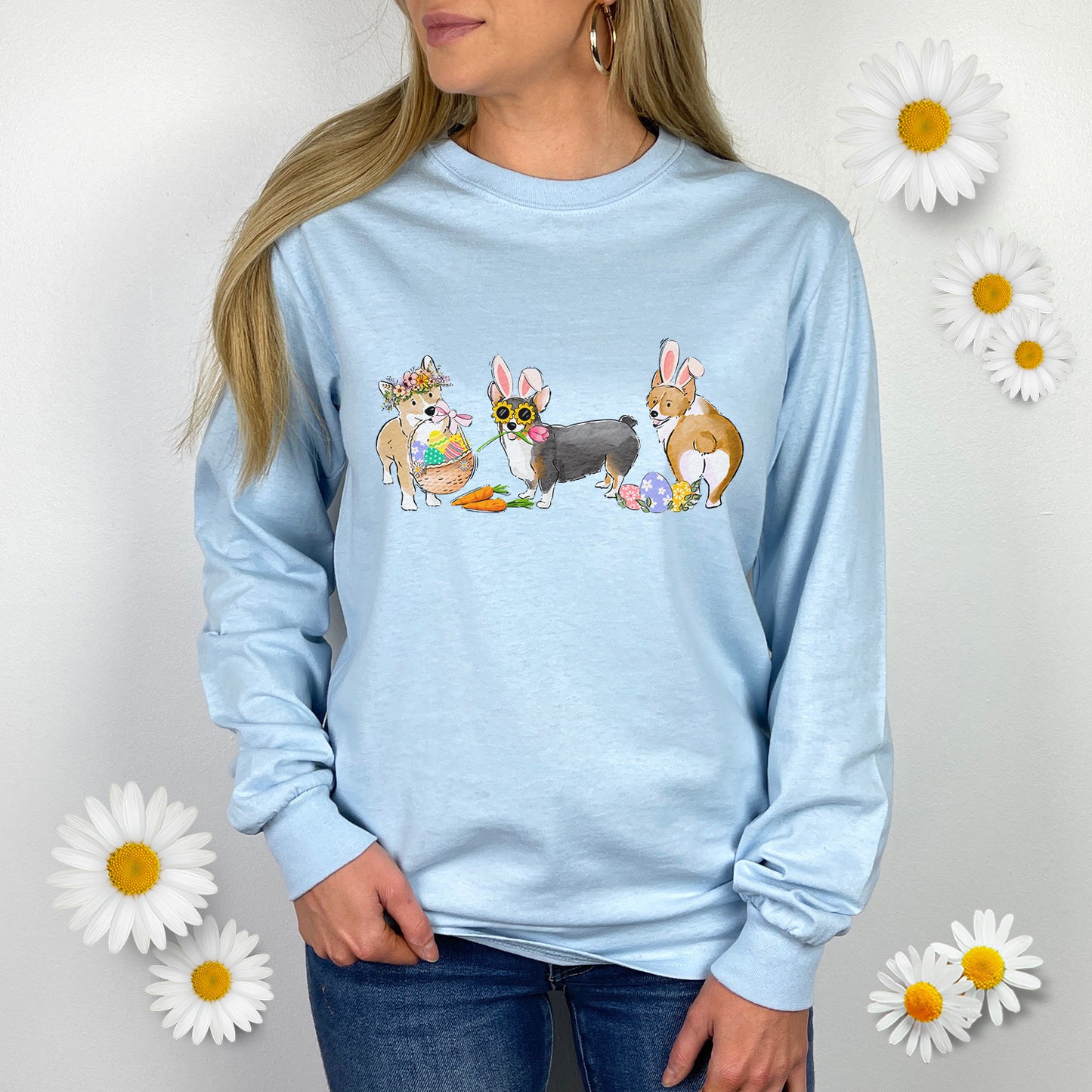 Corgi Easter Long Sleeve T-Shirts