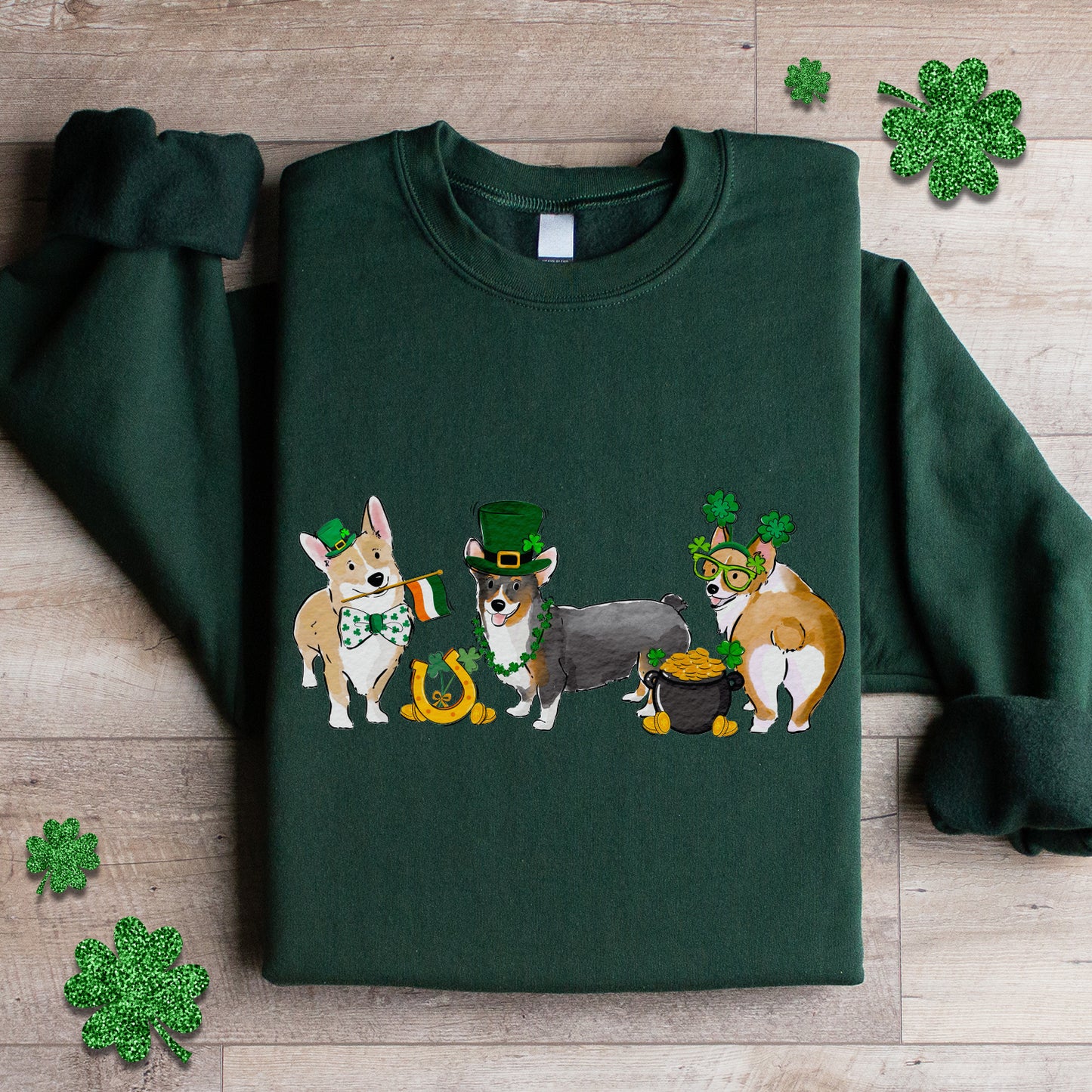 Corgi St. Patrick's Crewneck Sweatshirt