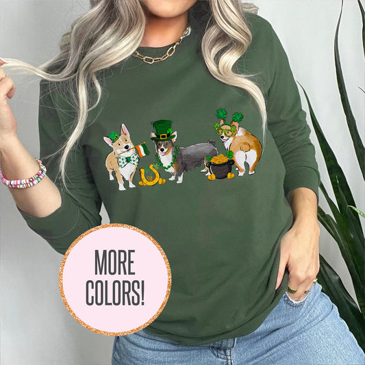 Corgi St. Patrick's Long Sleeve T-Shirts