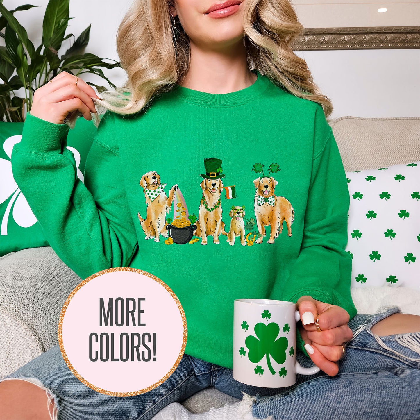 Golden Retriever St. Patrick's Crewneck Sweatshirt