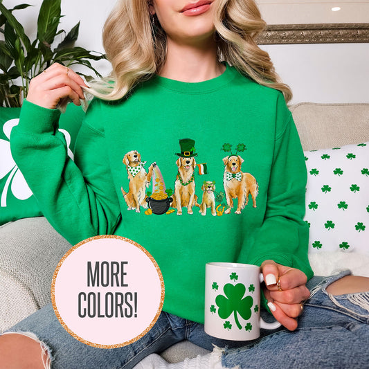 Golden Retriever St. Patrick's Crewneck Sweatshirt