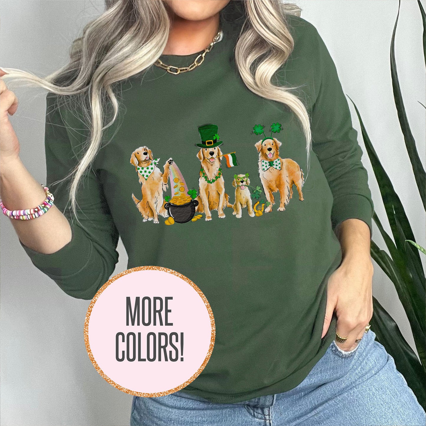 Golden Retriever St. Patrick's Long Sleeve T-Shirts