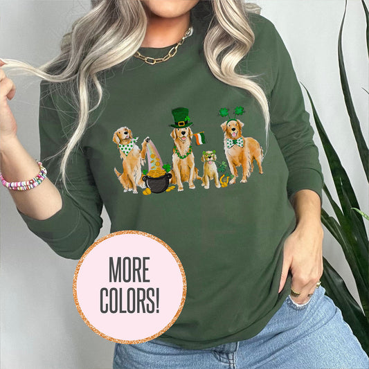 Golden Retriever St. Patrick's Long Sleeve T-Shirts