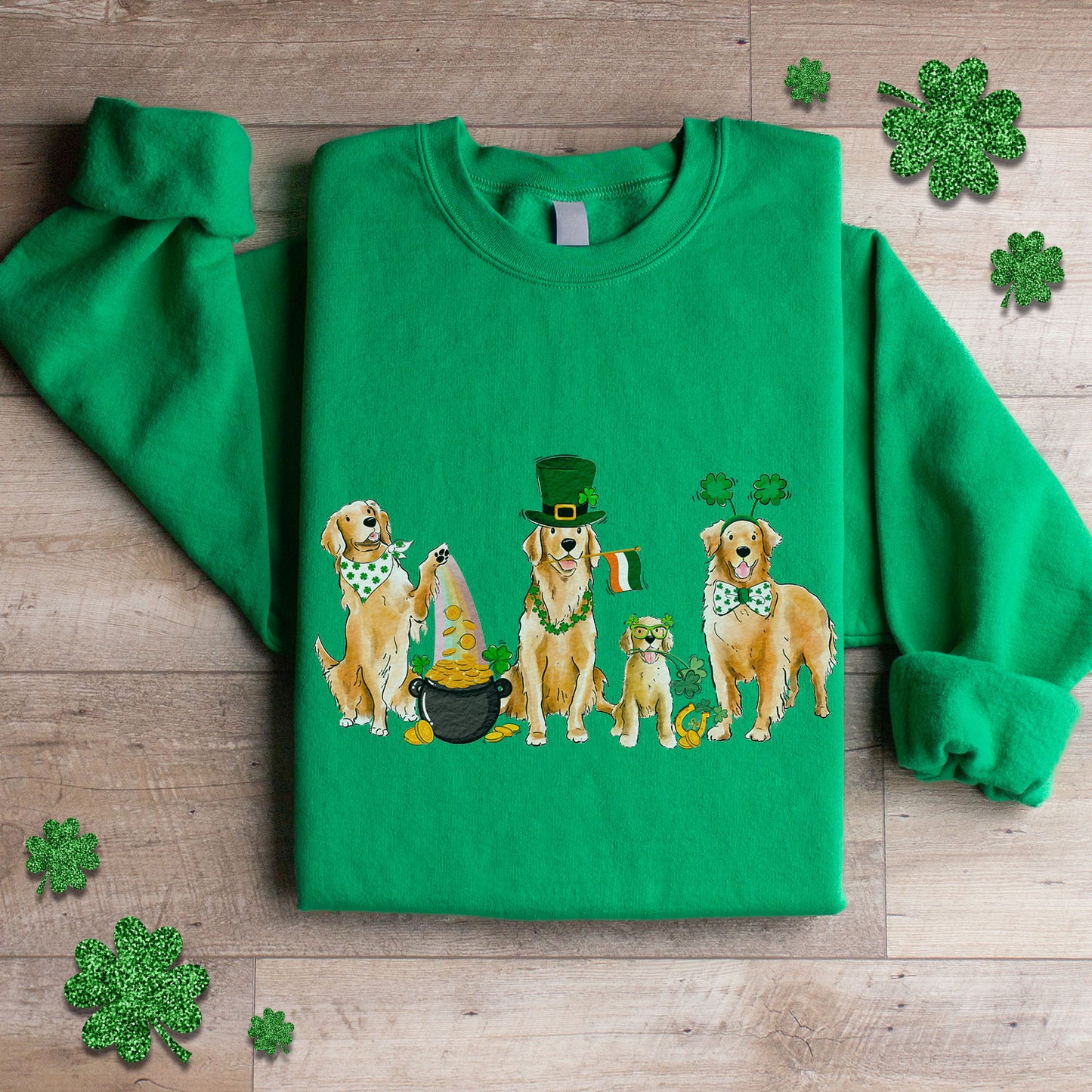 Golden Retriever St. Patrick's Crewneck Sweatshirt