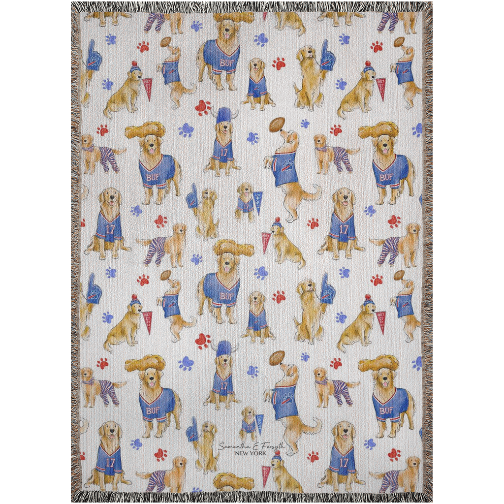 Buffalo Golden Retriever Woven Blanket