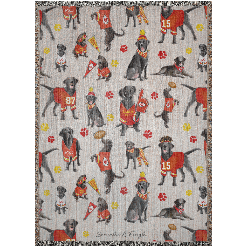 Kansas City Black Lab Woven Blankets