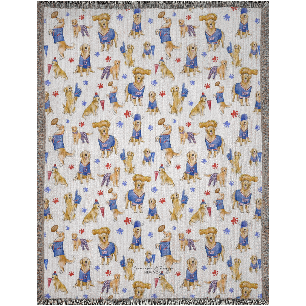 Buffalo Golden Retriever Woven Blanket