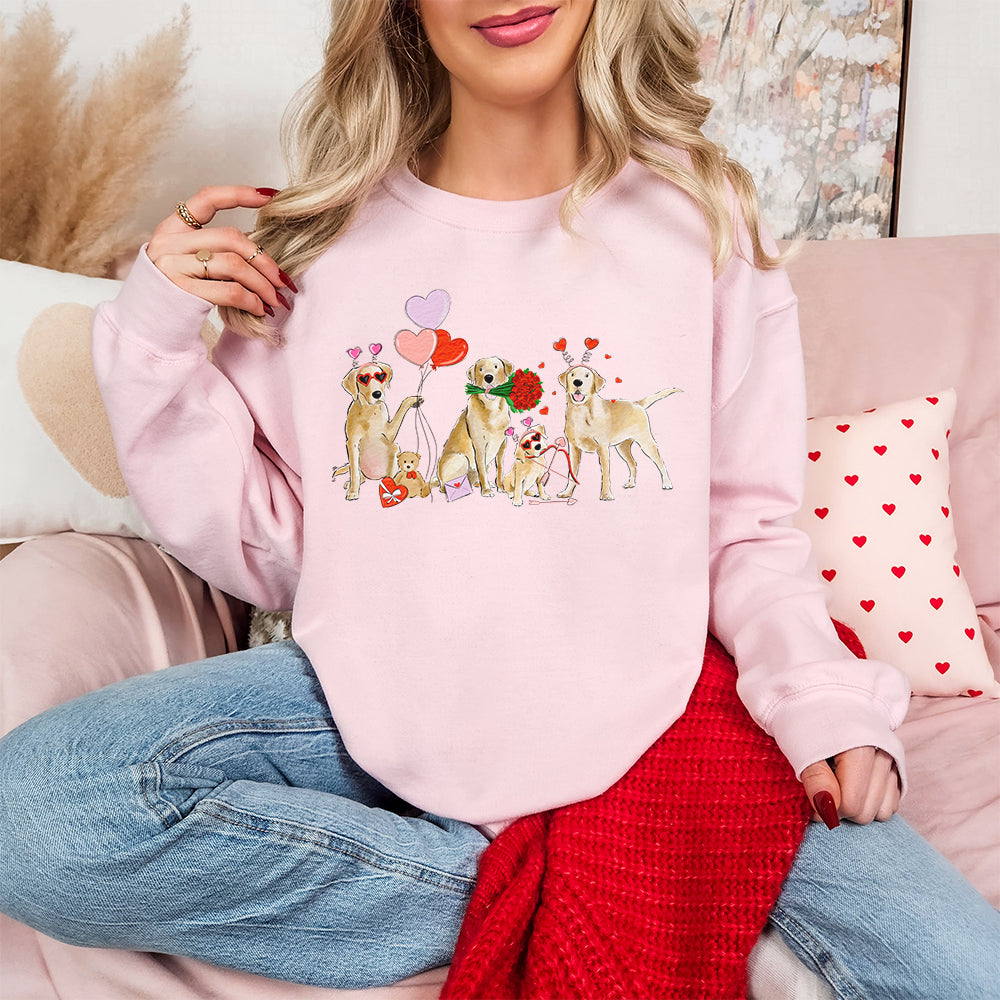 Yellow Lab Valentine Crewneck Sweatshirts
