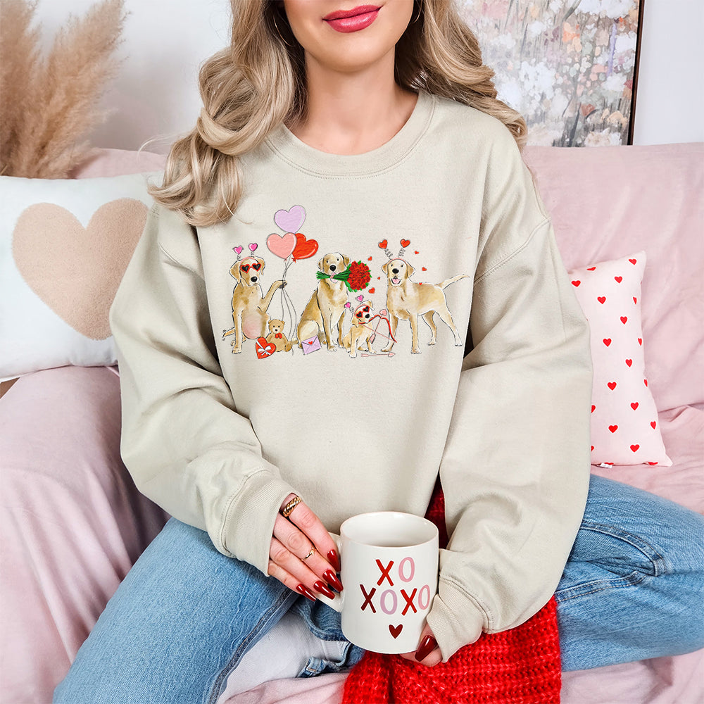Yellow Lab Valentine Crewneck Sweatshirts