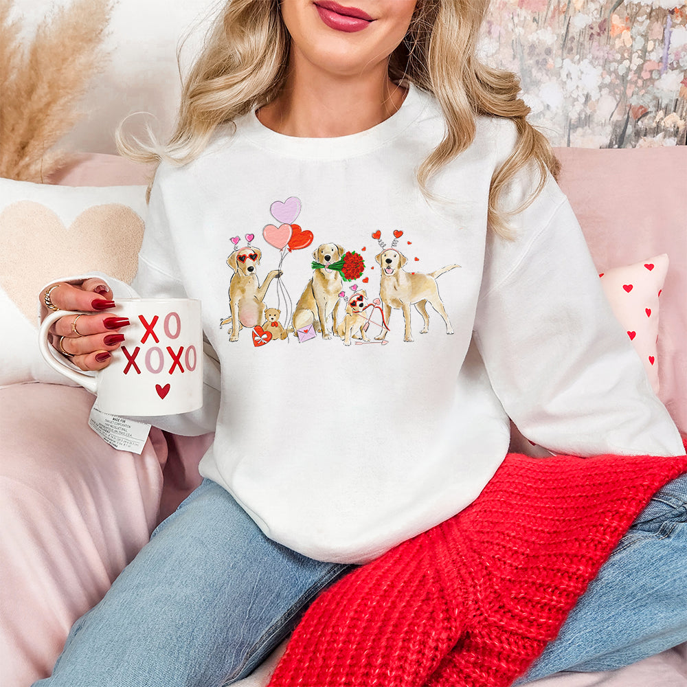 Yellow Lab Valentine Crewneck Sweatshirts
