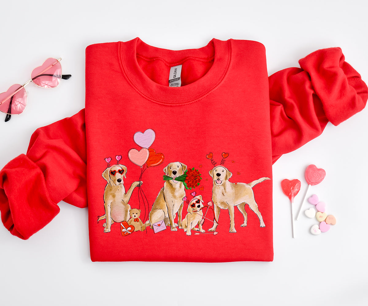 Yellow Lab Valentine Crewneck Sweatshirts