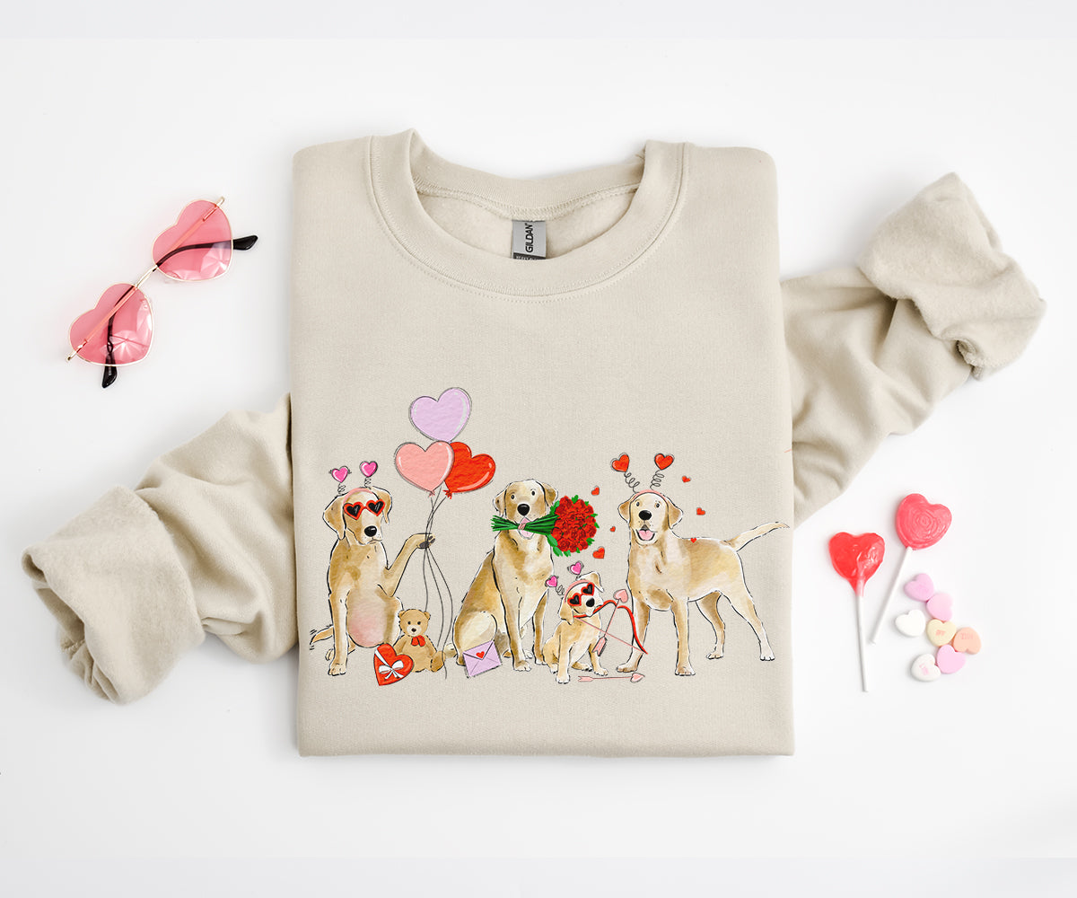 Yellow Lab Valentine Crewneck Sweatshirts