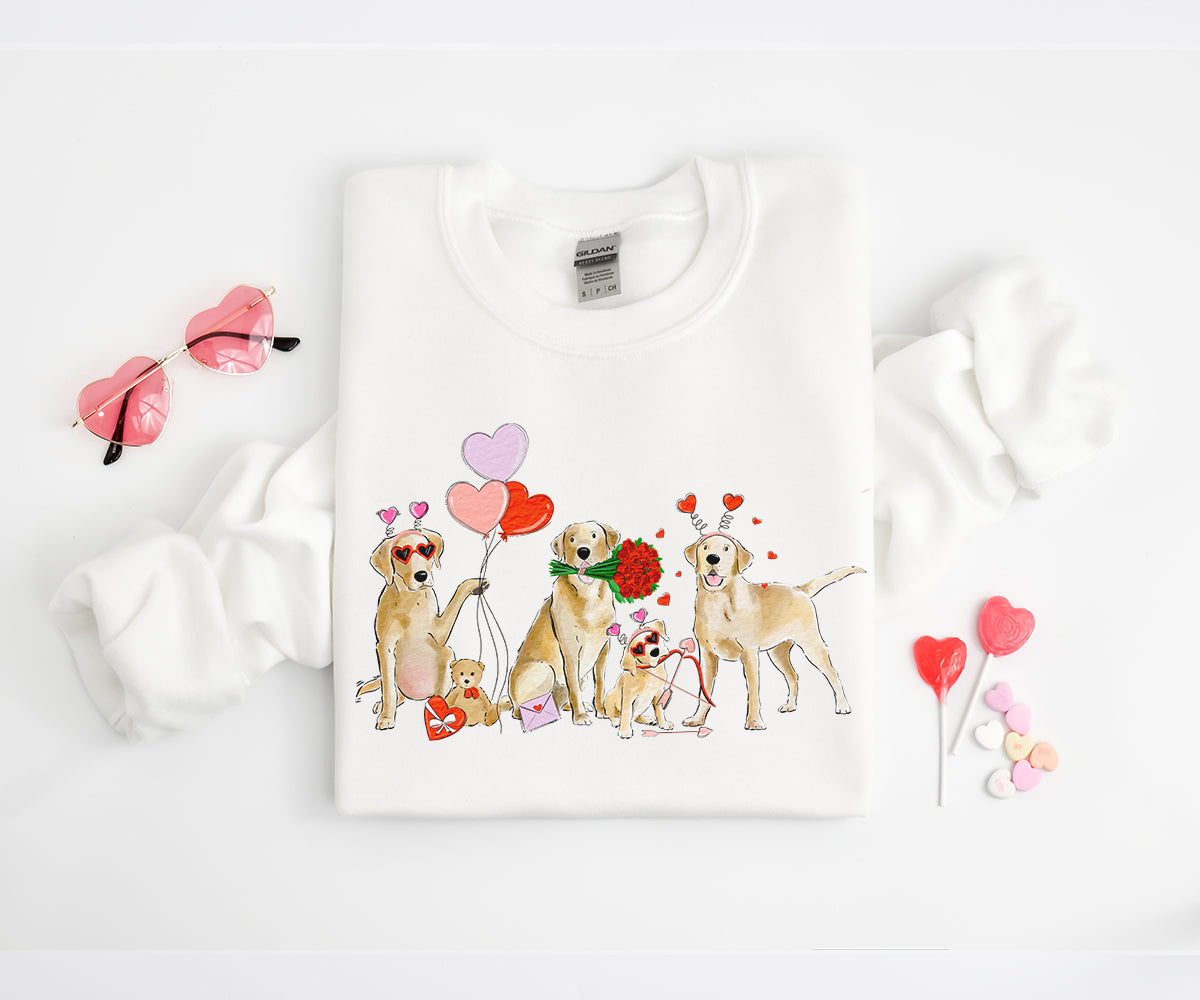 Yellow Lab Valentine Crewneck Sweatshirts
