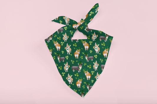 Corgi St. Patrick's Bandanas