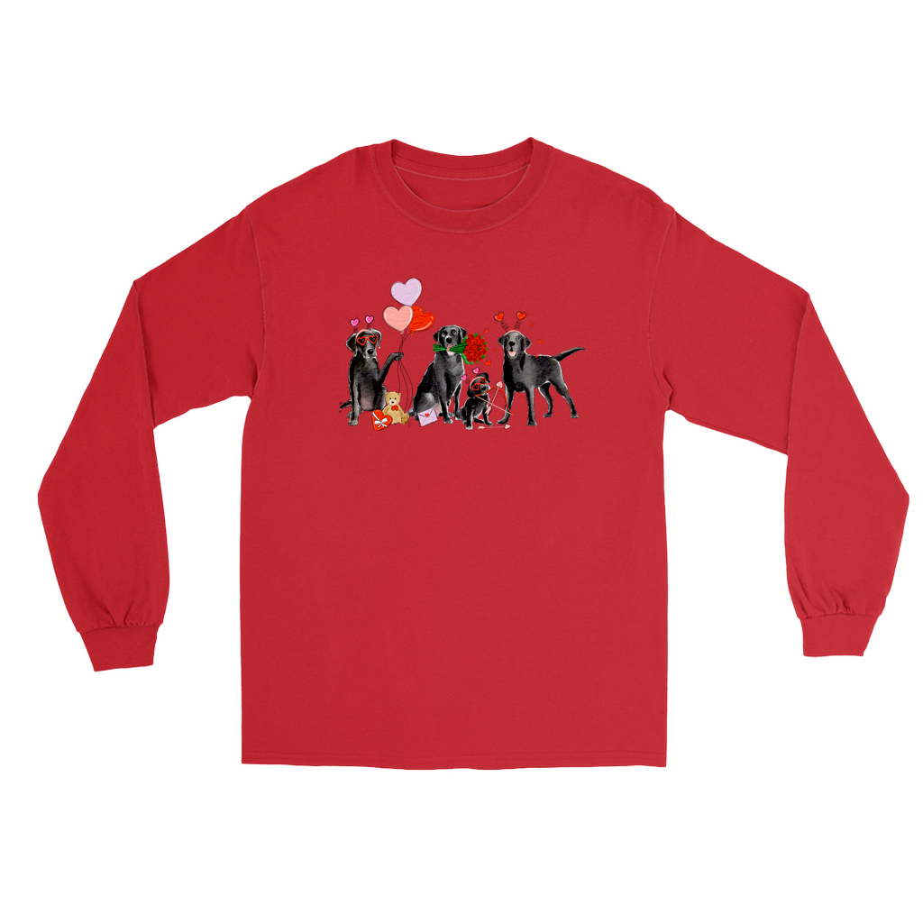 Black Lab Valentine Long Sleeve T-Shirts