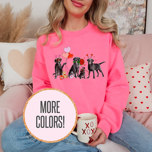 Black Lab Valentine Crewneck Sweatshirts