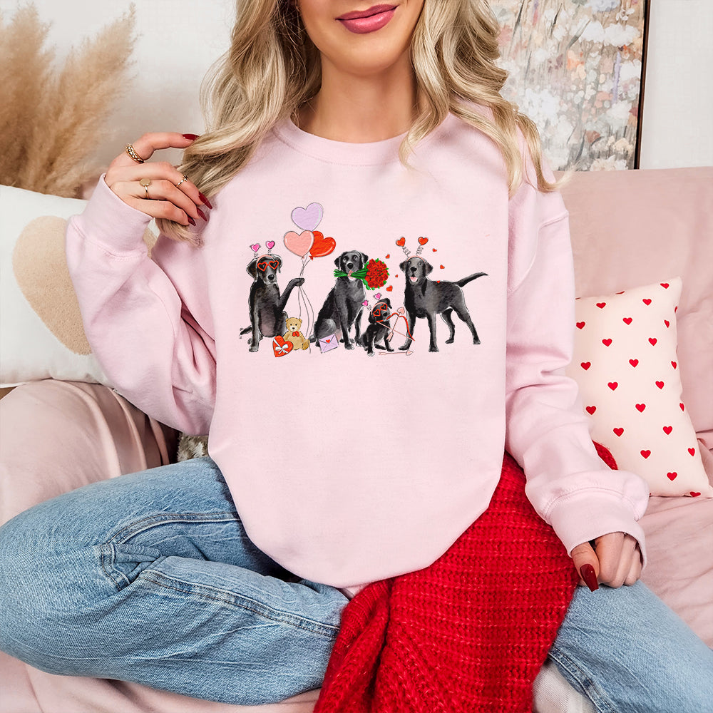 Black Lab Valentine Crewneck Sweatshirts