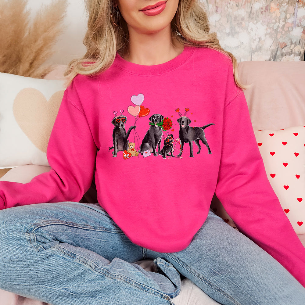Black Lab Valentine Crewneck Sweatshirts