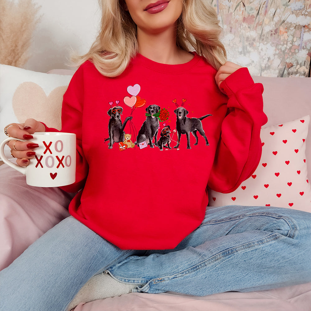 Black Lab Valentine Crewneck Sweatshirts