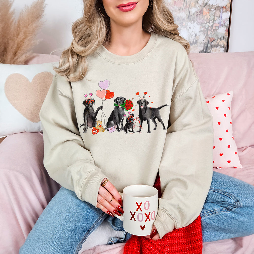 Black Lab Valentine Crewneck Sweatshirts
