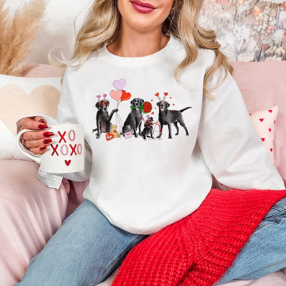 Black Lab Valentine Crewneck Sweatshirts