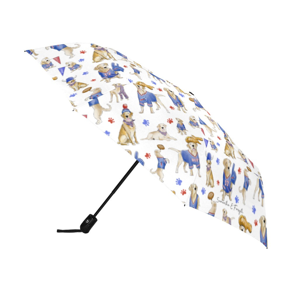Buffalo Yellow Lab Umbrella - Auto Open/Foldable!