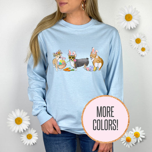 Corgi Easter Long Sleeve T-Shirts