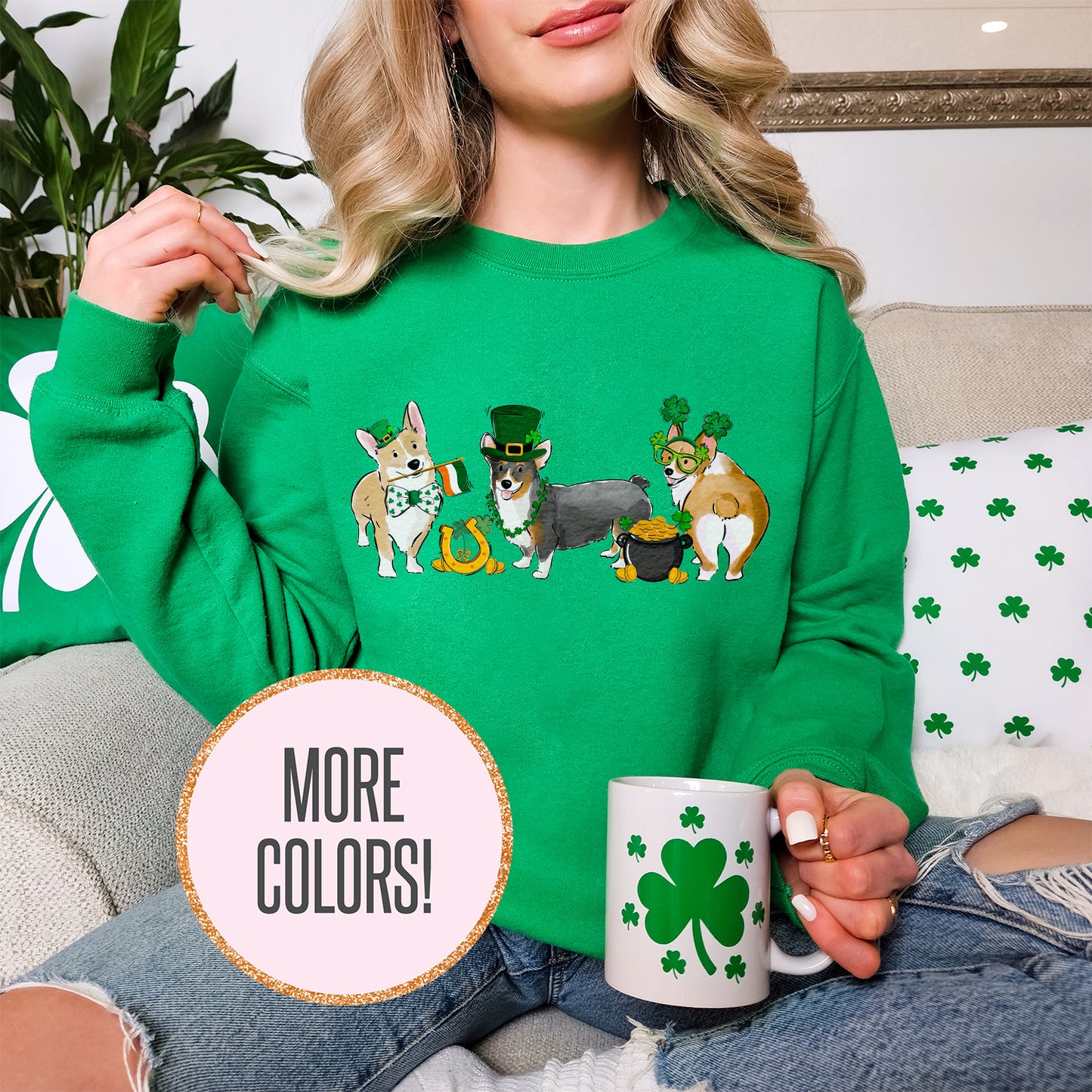 Corgi St. Patrick's Crewneck Sweatshirt