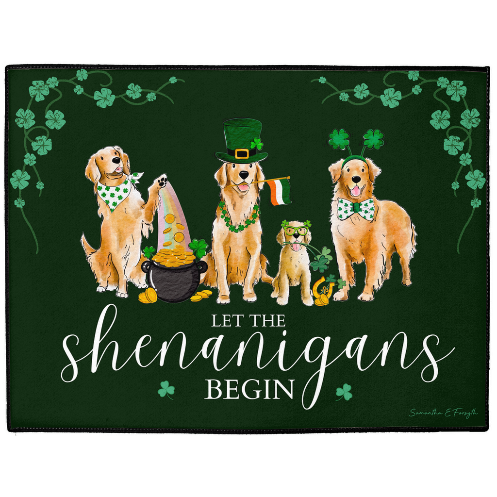 Golden Retriever St. Patrick's Doormat
