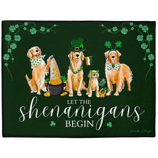 Golden Retriever St. Patrick's Doormat