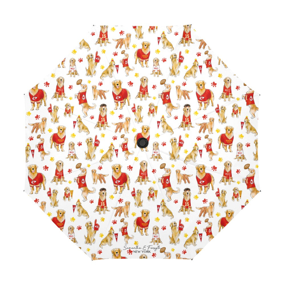 Kansas City Golden Retriever Umbrella - Auto Open/Foldable!