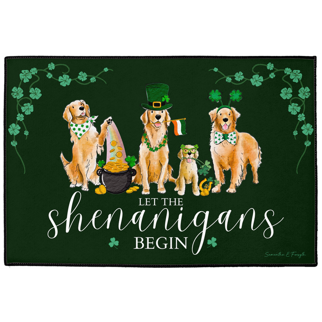 Golden Retriever St. Patrick's Doormat