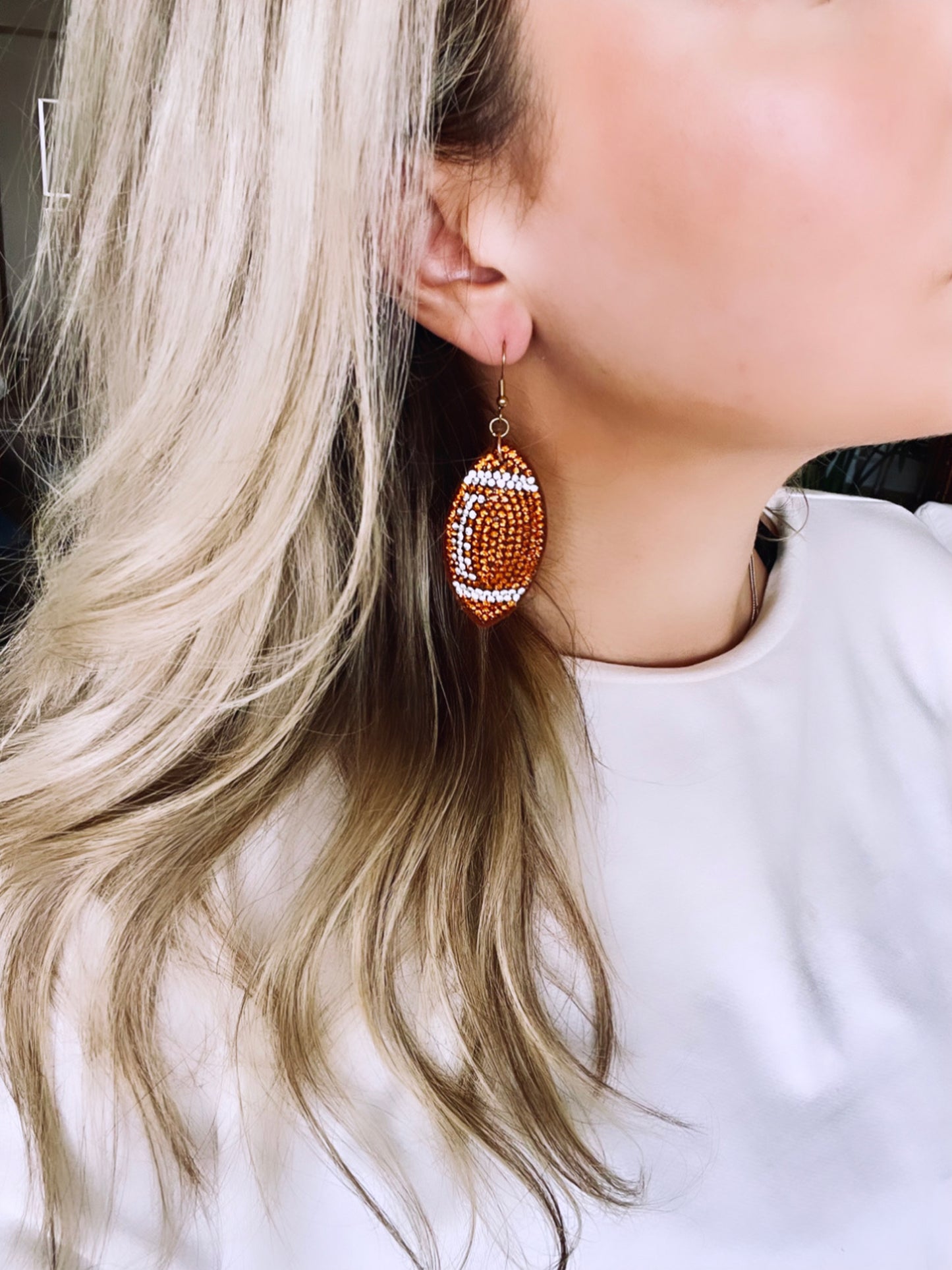 Rhinestone Football Earrings