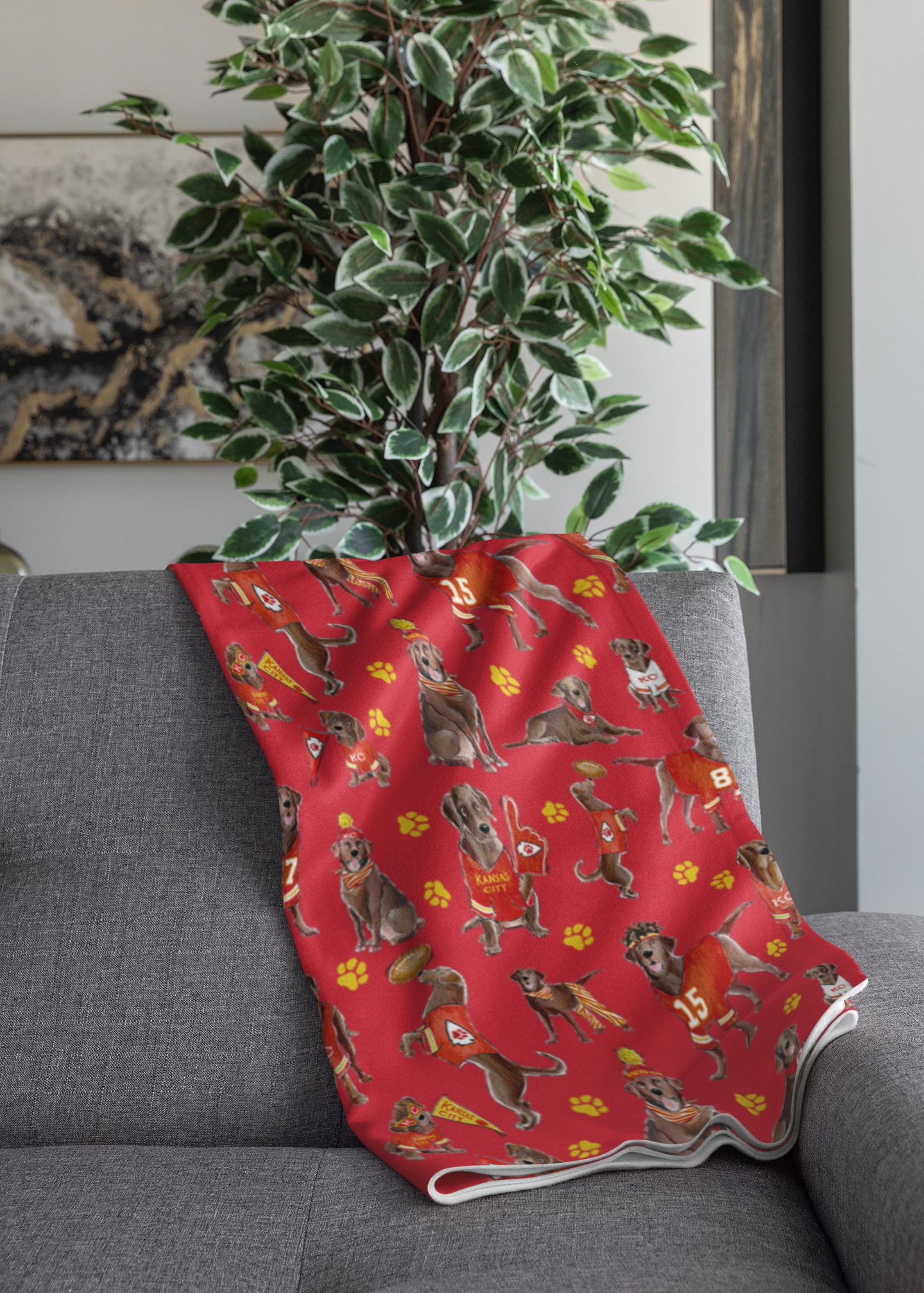Kansas City Chocolate Lab Minky Blankets
